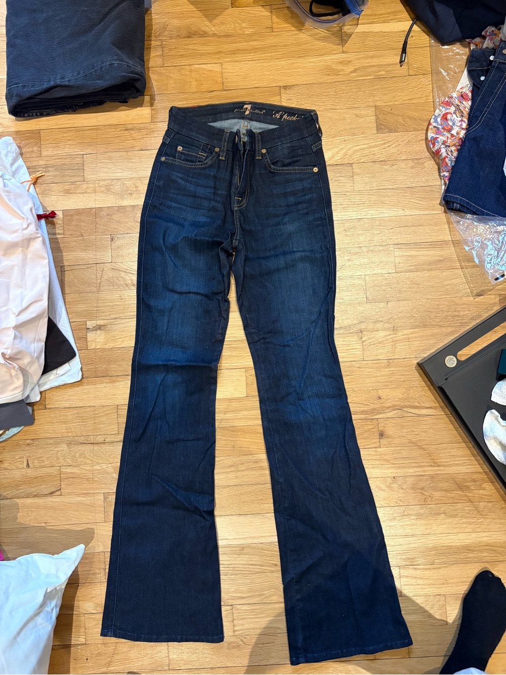 7 For All Mankind Dark Blue Flare Jeans